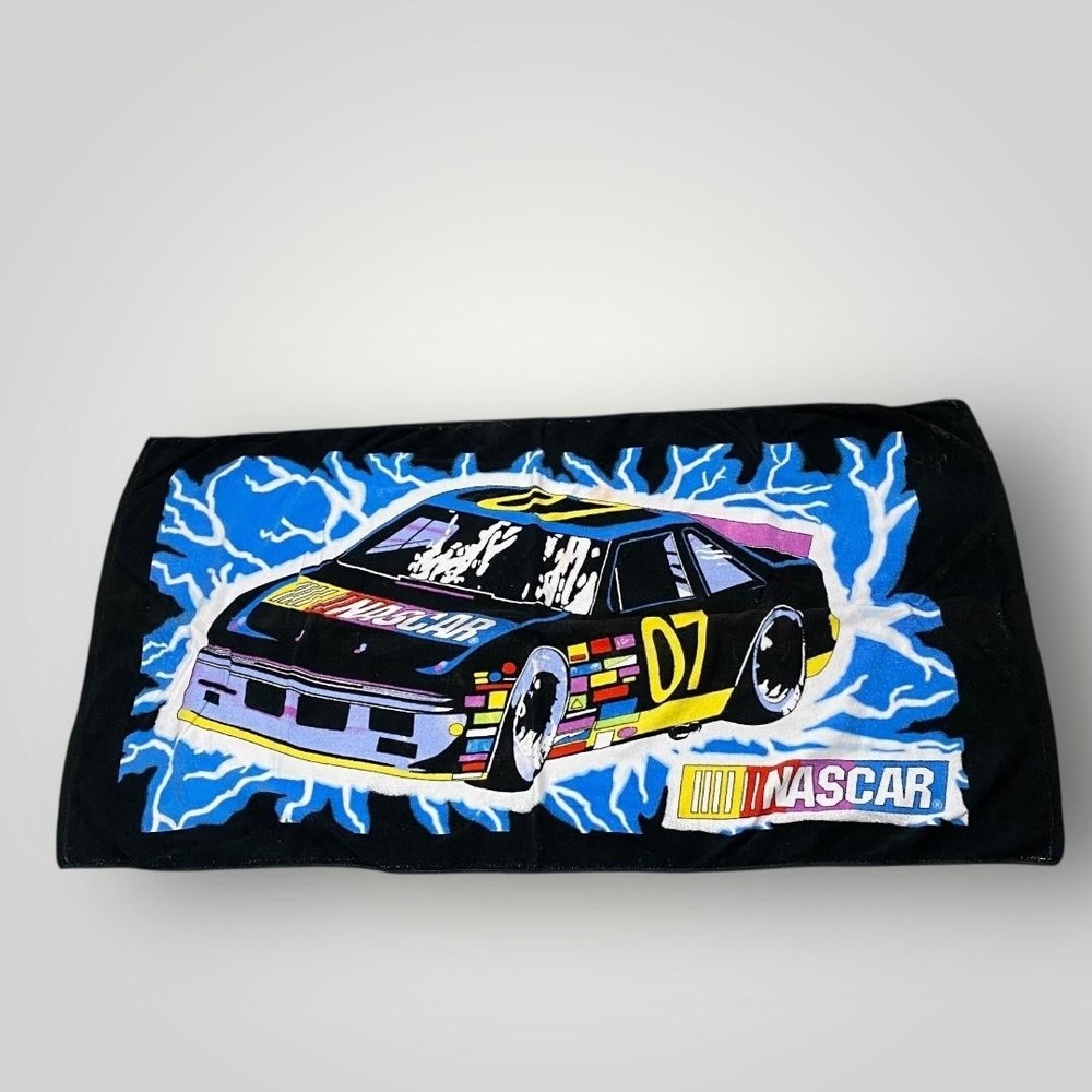 Vintage Jay Franco NASCAR Race Car Graphic Beach Towel‎ Cotton Made in Taiwan